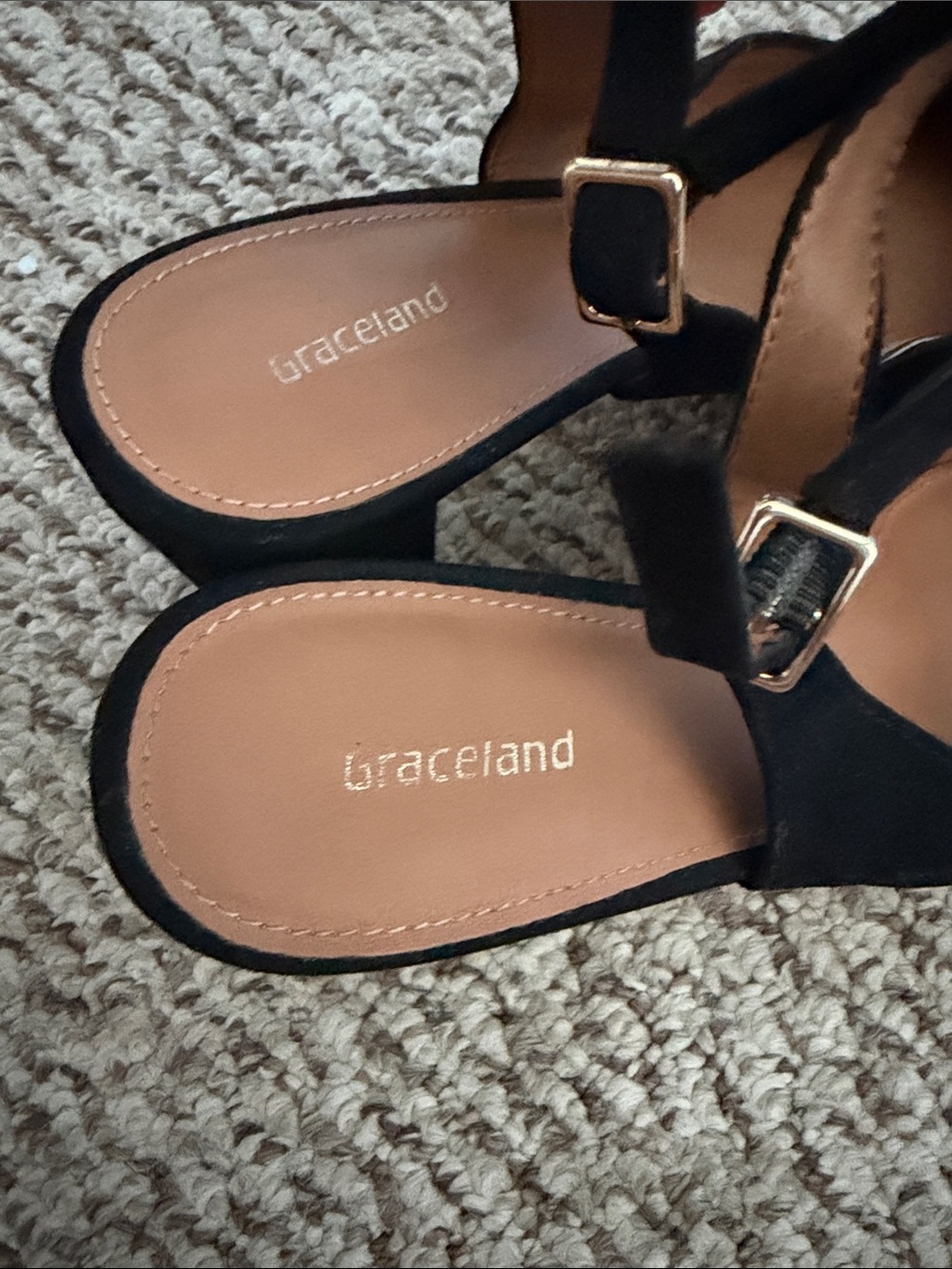 Classic Black Suede Slingback Block Heels - Picture 7 of 12